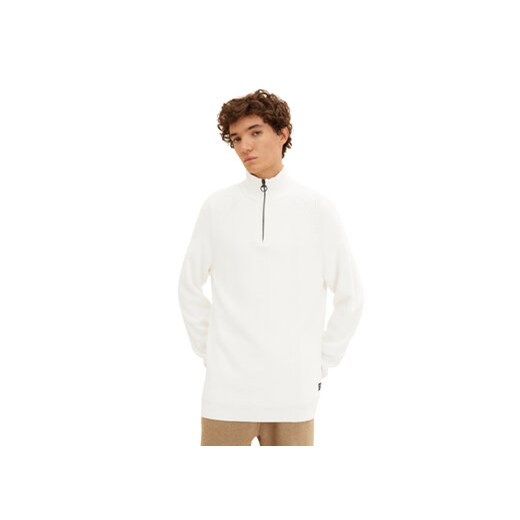 Tom Tailor Denim Sweter 1033779 Biały Regular Fit ze sklepu MODIVO w kategorii Swetry męskie - zdjęcie 168659274