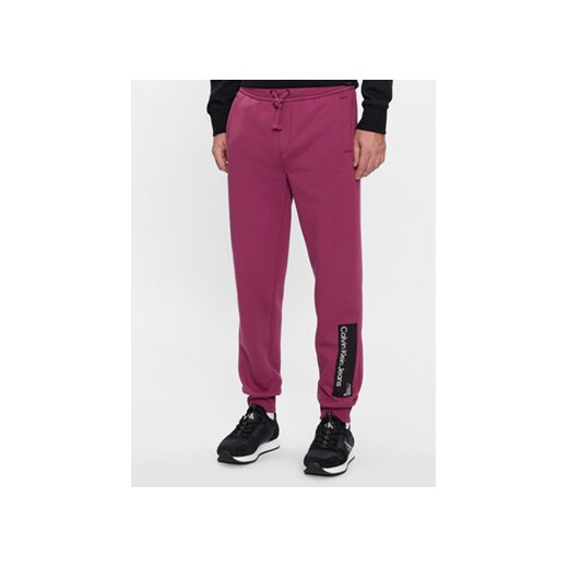 Calvin Klein Jeans Spodnie dresowe J30J324053 Fioletowy Regular Fit ze sklepu MODIVO w kategorii Spodnie męskie - zdjęcie 168659472