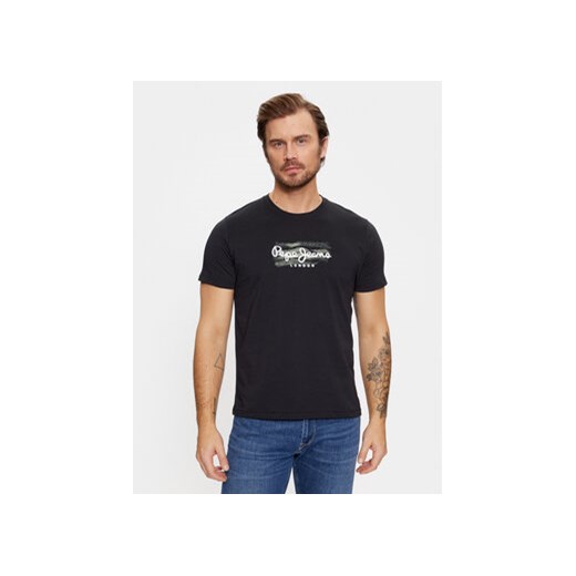 Pepe Jeans T-Shirt Castle PM509204 Czarny Regular Fit ze sklepu MODIVO w kategorii T-shirty męskie - zdjęcie 168660492