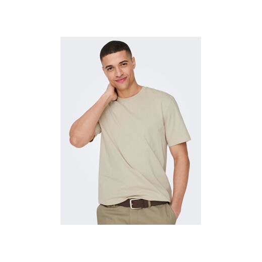 Only & Sons T-Shirt 22025208 Beżowy Regular Fit ze sklepu MODIVO w kategorii T-shirty męskie - zdjęcie 168660882