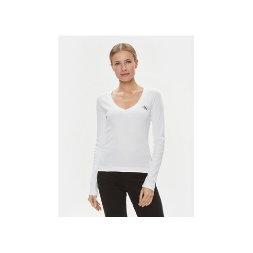 Calvin Klein Jeans Bluzka J20J222882 Biały Regular Fit ze sklepu MODIVO w kategorii Bluzki damskie - zdjęcie 168661051