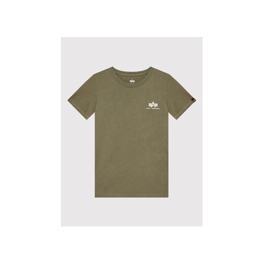 Alpha Industries T-Shirt Basic Small Logo 196704 Zielony Regular Fit ze sklepu MODIVO w kategorii T-shirty chłopięce - zdjęcie 168661073