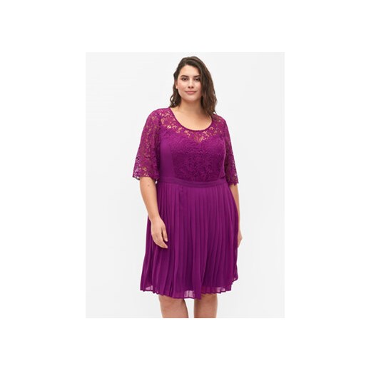 Zizzi Sukienka koktajlowa M58842A Fioletowy Regular Fit ze sklepu MODIVO w kategorii Sukienki - zdjęcie 168662711