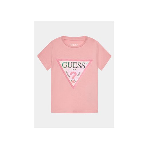 Guess T-Shirt K4RI31 K6YW1 Różowy Regular Fit ze sklepu MODIVO w kategorii Bluzki dziewczęce - zdjęcie 168663572