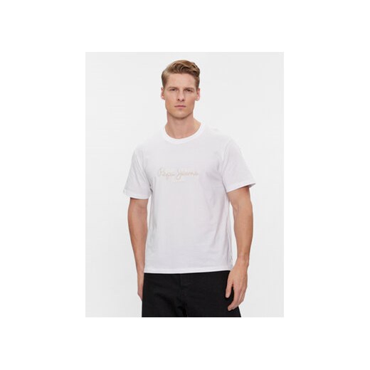 Pepe Jeans T-Shirt Chris PM509207 Biały Slim Fit ze sklepu MODIVO w kategorii T-shirty męskie - zdjęcie 168663700
