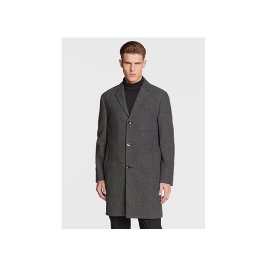 Calvin Klein Płaszcz wełniany Statement K10K109952 Czarny Regular Fit ze sklepu MODIVO w kategorii Płaszcze męskie - zdjęcie 168664171