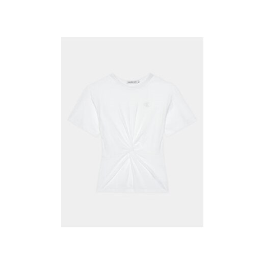 Calvin Klein Jeans T-Shirt Twist IG0IG02344 Biały Regular Fit ze sklepu MODIVO w kategorii Bluzki dziewczęce - zdjęcie 168664311