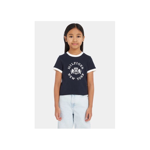 Tommy Hilfiger T-Shirt KG0KG07645 Granatowy Regular Fit ze sklepu MODIVO w kategorii Bluzki dziewczęce - zdjęcie 168664381