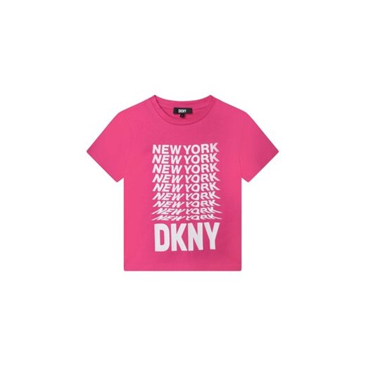DKNY T-Shirt D35S76 S Różowy Regular Fit ze sklepu MODIVO w kategorii Bluzki dziewczęce - zdjęcie 168666544