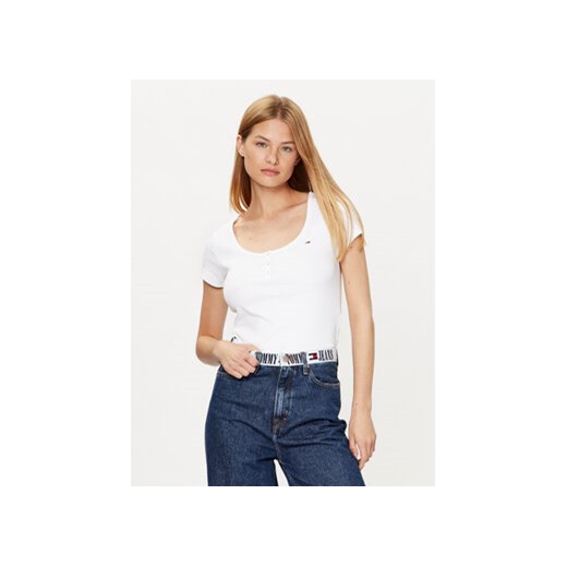 Tommy Jeans T-Shirt DW0DW16107 Biały Regular Fit ze sklepu MODIVO w kategorii Bluzki damskie - zdjęcie 168668453
