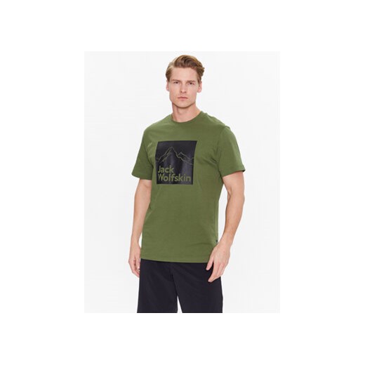 Jack Wolfskin T-Shirt Brand 1809021 Zielony Regular Fit ze sklepu MODIVO w kategorii T-shirty męskie - zdjęcie 168672032