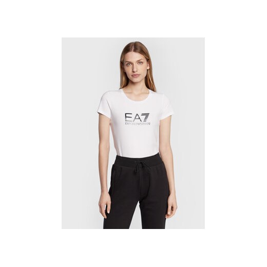 EA7 Emporio Armani T-Shirt 8NTT66 TJFKZ 0102 Biały Slim Fit ze sklepu MODIVO w kategorii Bluzki damskie - zdjęcie 168672411