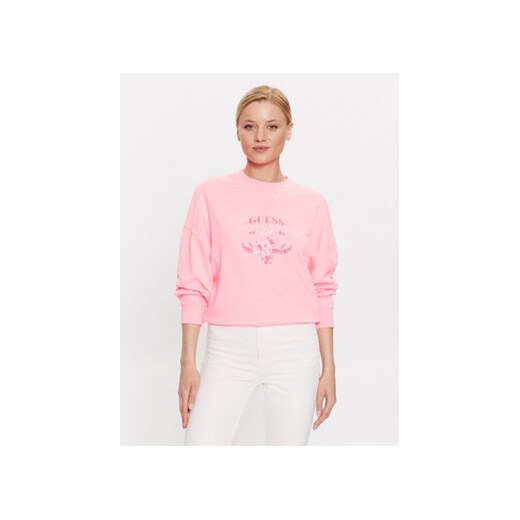 Guess Bluza Neon W3GQ20 KBQH0 Różowy Relaxed Fit ze sklepu MODIVO w kategorii Bluzy damskie - zdjęcie 168673732