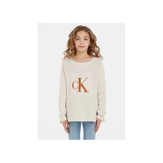 Calvin Klein Jeans Sweter Monogram IG0IG02259 Écru Regular Fit ze sklepu MODIVO w kategorii Swetry dziewczęce - zdjęcie 168674533