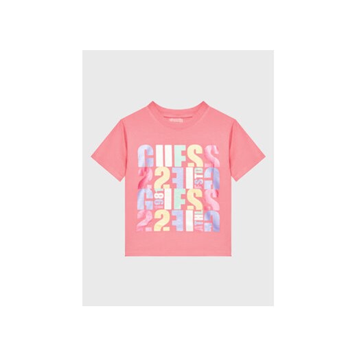 Guess T-Shirt J3GI32 I3Z14 Różowy Boxy Fit ze sklepu MODIVO w kategorii Bluzki dziewczęce - zdjęcie 168676354