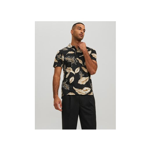 Jack&Jones Polo Tropic 12210827 Czarny Regular Fit ze sklepu MODIVO w kategorii T-shirty męskie - zdjęcie 168676873