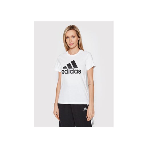 adidas T-Shirt Essentials Logo GL0649 Biały Regular Fit ze sklepu MODIVO w kategorii Bluzki damskie - zdjęcie 168680660