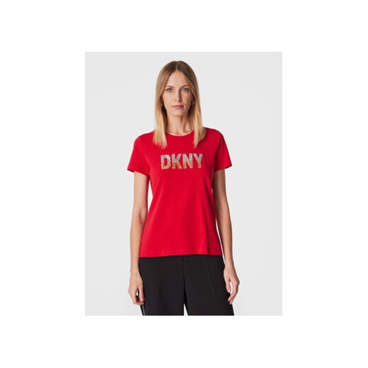 DKNY T-Shirt P2MH7OMQ Czerwony Regular Fit ze sklepu MODIVO w kategorii Bluzki damskie - zdjęcie 168682251