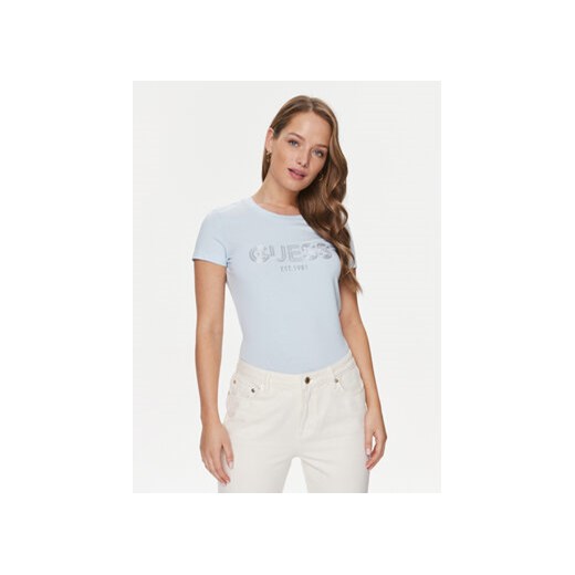 Guess T-Shirt Bold W4RI29 J1314 Niebieski Slim Fit ze sklepu MODIVO w kategorii Bluzki damskie - zdjęcie 168683064