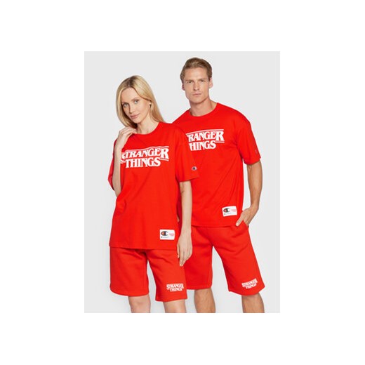 Champion T-Shirt Unisex STRANGER THINGS 217791 Czerwony Custom Fit ze sklepu MODIVO w kategorii Bluzki damskie - zdjęcie 168683264