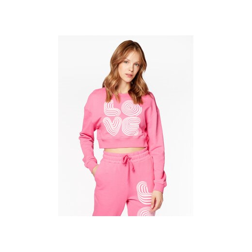 LOVE MOSCHINO Bluza W646102M 4457 Różowy Cropped Fit ze sklepu MODIVO w kategorii Bluzy damskie - zdjęcie 168683470