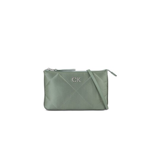 Calvin Klein Torebka Re-Lock Quilt Crossbody - Satin K60K611299 Zielony ze sklepu MODIVO w kategorii Listonoszki - zdjęcie 168686293