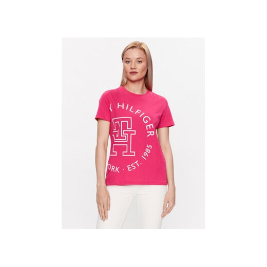 Tommy Hilfiger T-Shirt WW0WW40051 Różowy Regular Fit ze sklepu MODIVO w kategorii Bluzki damskie - zdjęcie 168686651