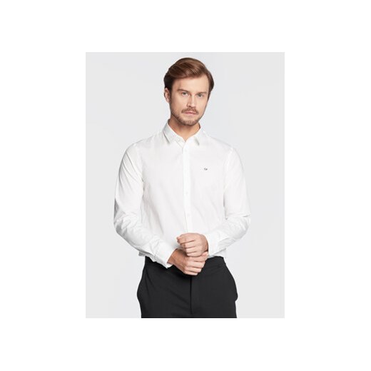 Calvin Klein Koszula K10K110856 Biały Slim Fit ze sklepu MODIVO w kategorii Koszule męskie - zdjęcie 168687510
