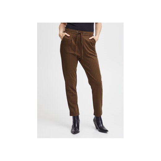 Fransa Spodnie materiałowe 20610972 Brązowy Regular Fit ze sklepu MODIVO w kategorii Spodnie damskie - zdjęcie 168691604