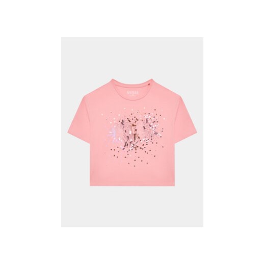 Guess T-Shirt J3YI21 K6YW1 Różowy Boxy Fit ze sklepu MODIVO w kategorii Bluzki dziewczęce - zdjęcie 168692522