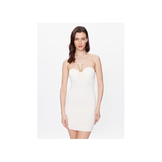 Elisabetta Franchi Sukienka koktajlowa AB-435-32E2-V400 Biały Slim Fit ze sklepu MODIVO w kategorii Sukienki - zdjęcie 168692840