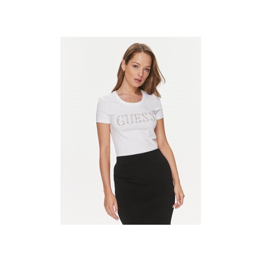 Guess T-Shirt W4RI39 J1314 Biały Slim Fit ze sklepu MODIVO w kategorii Bluzki damskie - zdjęcie 168693330