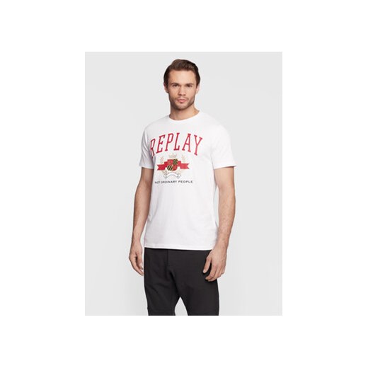 Replay T-Shirt M6290.000.23356M Biały Regular Fit ze sklepu MODIVO w kategorii T-shirty męskie - zdjęcie 168696042
