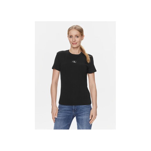 Calvin Klein Jeans T-Shirt J20J222687 Czarny Regular Fit ze sklepu MODIVO w kategorii Bluzki damskie - zdjęcie 168696262
