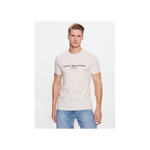 Tommy Hilfiger T-Shirt MW0MW11797 Écru Slim Fit ze sklepu MODIVO w kategorii T-shirty męskie - zdjęcie 168697770
