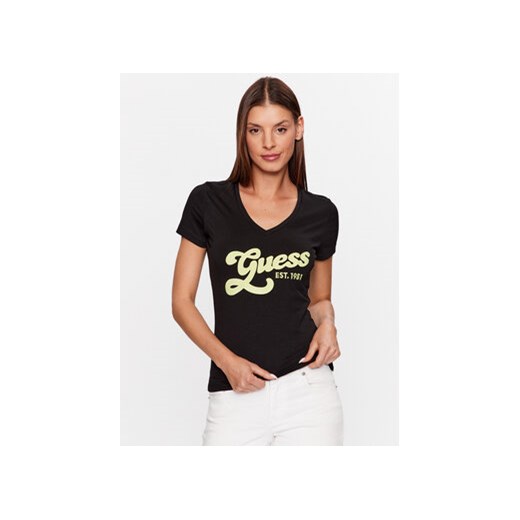 Guess T-Shirt W3YI34 J1314 Czarny Slim Fit ze sklepu MODIVO w kategorii Bluzki damskie - zdjęcie 168698470