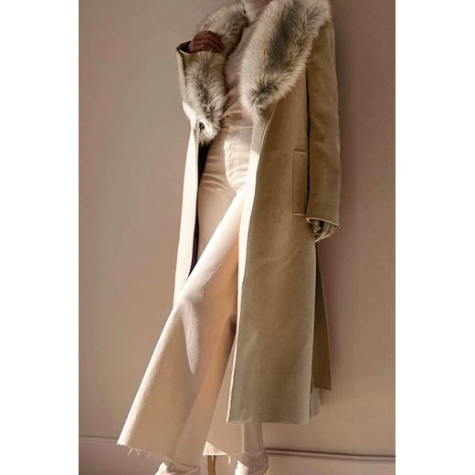 Płaszcz OVERSINA BEIGE ze sklepu Ivet Shop w kategorii Płaszcze damskie - zdjęcie 168699430