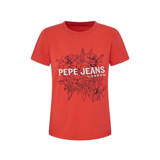 t-shirt damski pepe jeans pl505733 241 czerwony ze sklepu Royal Shop w kategorii Bluzki damskie - zdjęcie 168701162