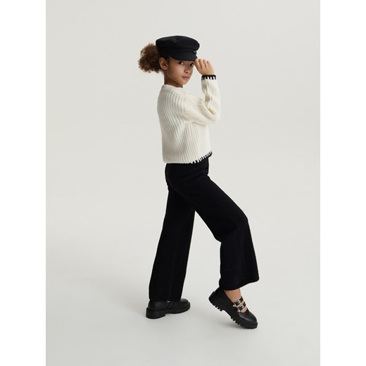 Reserved - Dzianinowe spodnie wide leg - czarny ze sklepu Reserved w kategorii Spodnie dziewczęce - zdjęcie 168701352