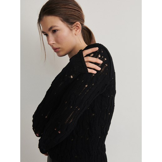 Reserved - Ażurowy sweter - czarny ze sklepu Reserved w kategorii Swetry damskie - zdjęcie 168704951