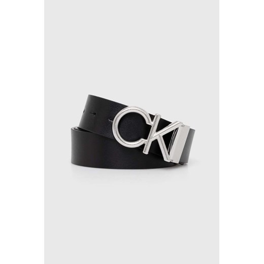Calvin Klein pasek skórzany męski kolor czarny ze sklepu ANSWEAR.com w kategorii Paski męskie - zdjęcie 168706321