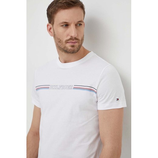 Tommy Hilfiger t-shirt bawełniany męski kolor biały z nadrukiem MW0MW34428 ze sklepu ANSWEAR.com w kategorii T-shirty męskie - zdjęcie 168707041