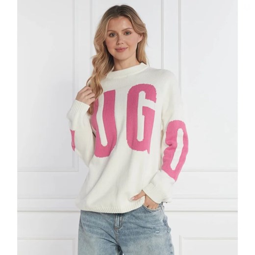 Sweter damski Hugo Boss na wiosnę z okrągłym dekoltem