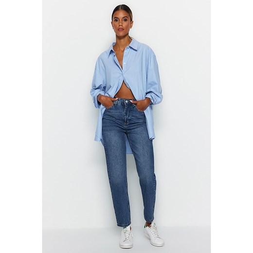 trendyol Dżinsy - Tapered fit - w kolorze niebieskim ze sklepu Limango Polska w kategorii Jeansy damskie - zdjęcie 168714802