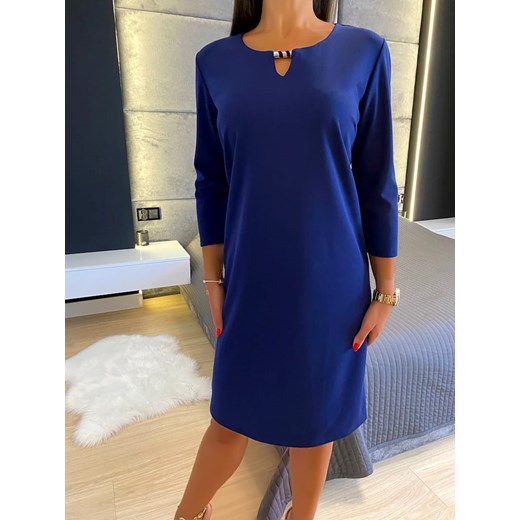 Sukienka granatowa Modnakiecka.pl mini prosta 