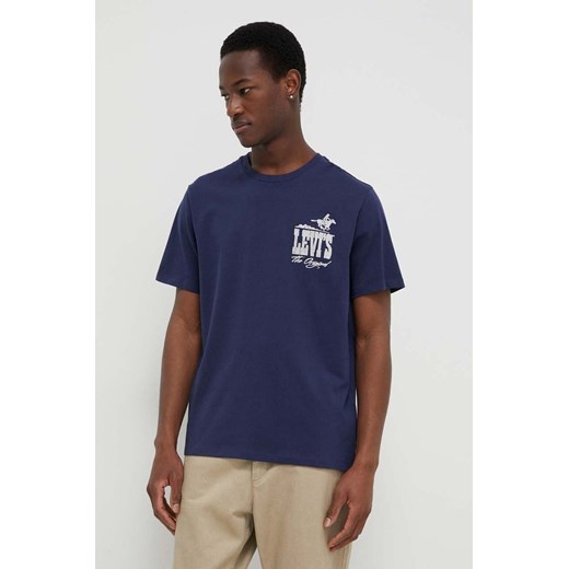 Levi&apos;s t-shirt bawełniany męski kolor granatowy z nadrukiem ze sklepu ANSWEAR.com w kategorii T-shirty męskie - zdjęcie 168720324