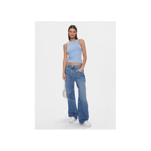 Tommy Jeans Top Essential DW0DW17382 Niebieski Slim Fit ze sklepu MODIVO w kategorii Bluzki damskie - zdjęcie 168725602