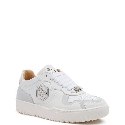 Buty sportowe damskie sneakersy białe sznurowane na wiosnę ze skóry 