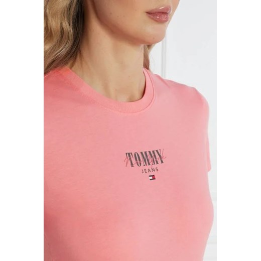 Bluzka damska Tommy Jeans różowa z krótkim rękawem 