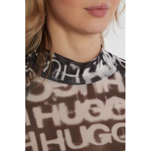 Hugo Boss bluzka damska z elastanu z długim rękawem 